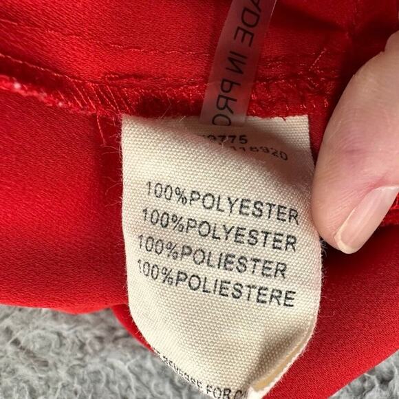 FRNCH Red Dress S/M Short Sleeves Flair Bottom Flowy Cocktail Party - Picture 8 of 9